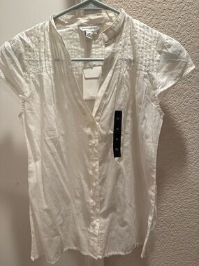 Banana Republic White Cap-Sleeve Blouse
